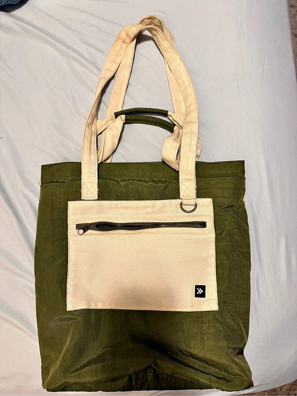 Thread Utility Tote Bag Green & Cream